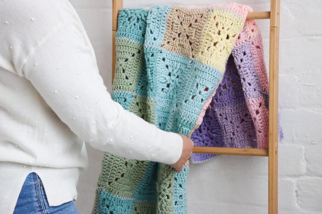 spring abstract granny square blanket