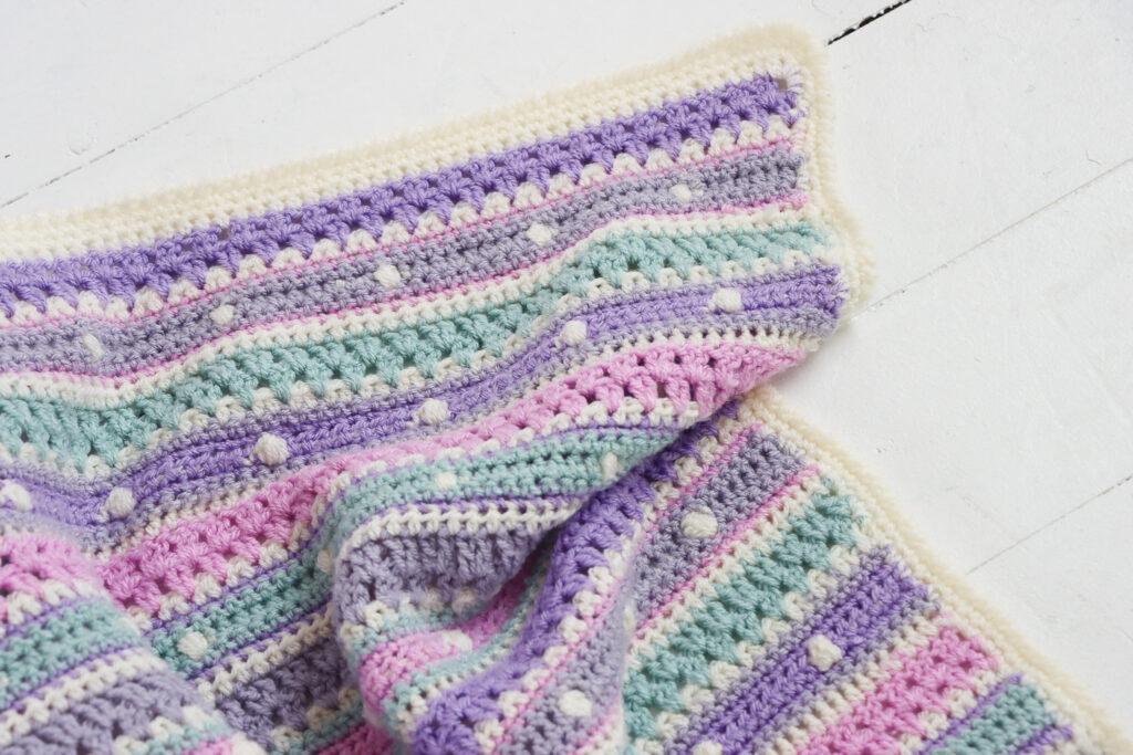 crochet baby blanket. bobble stripe crochet blanket