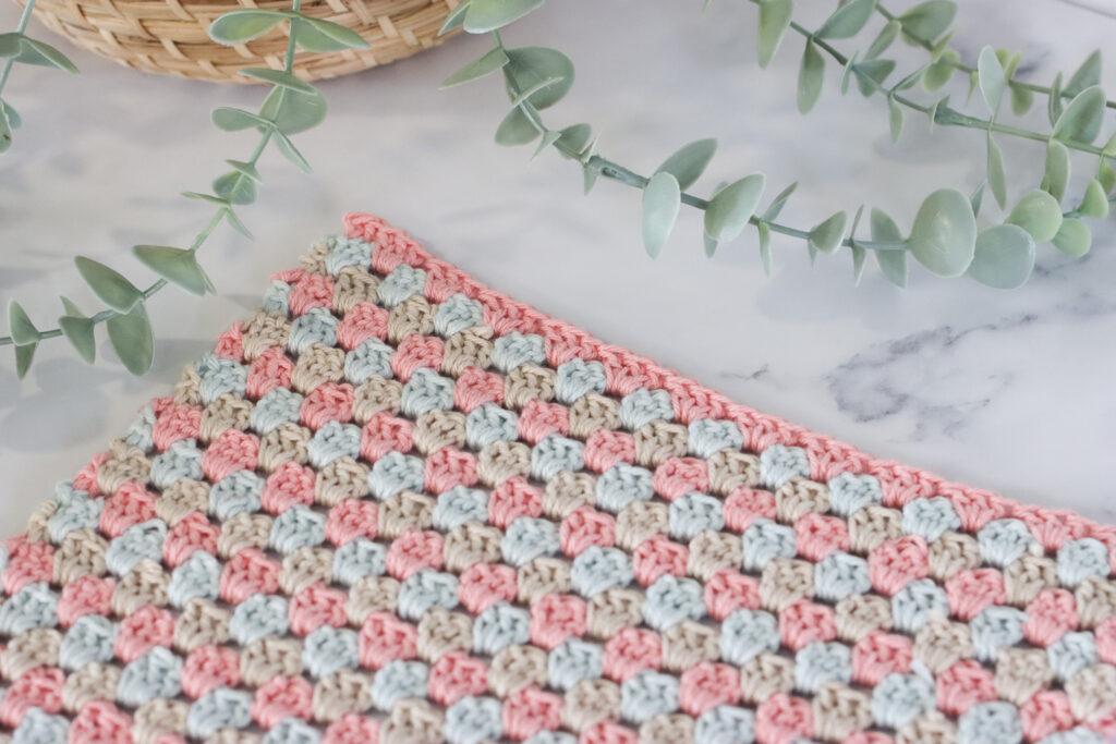 crochet granny stripe swatch