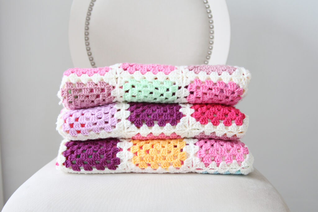 crochet granny square mood blanket