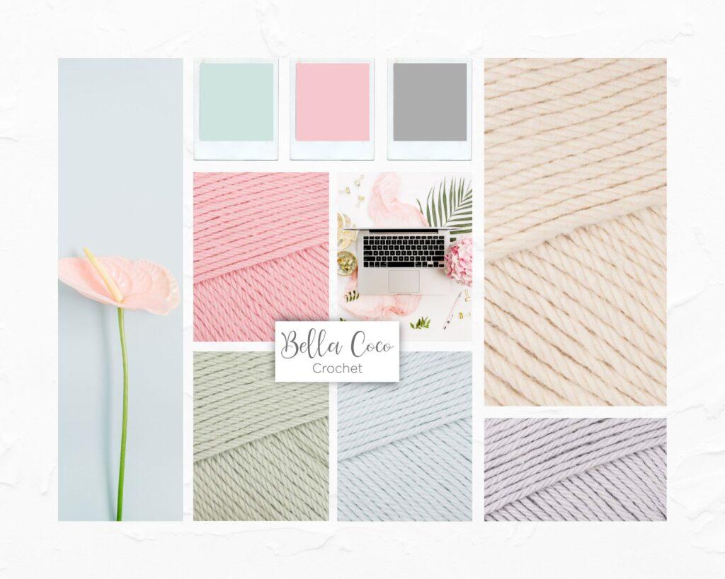 digital mood board of Patel coloured yarn