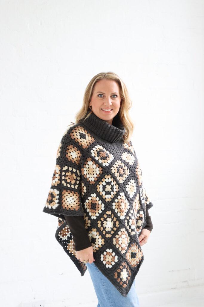 granny square crochet poncho