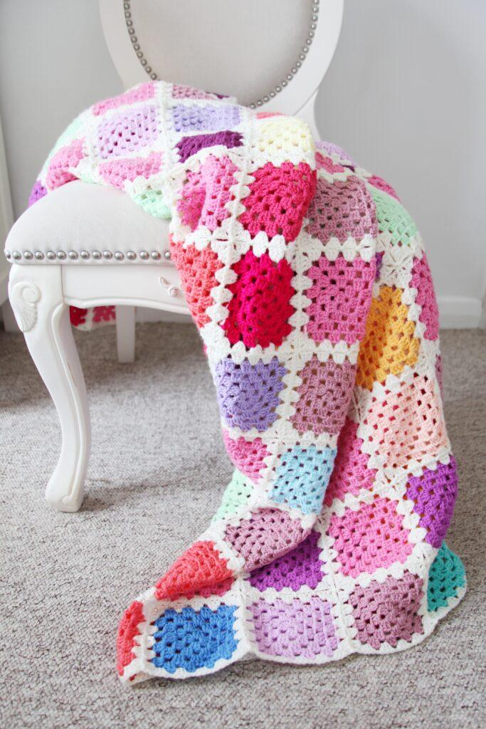 crochet granny square mood blanket