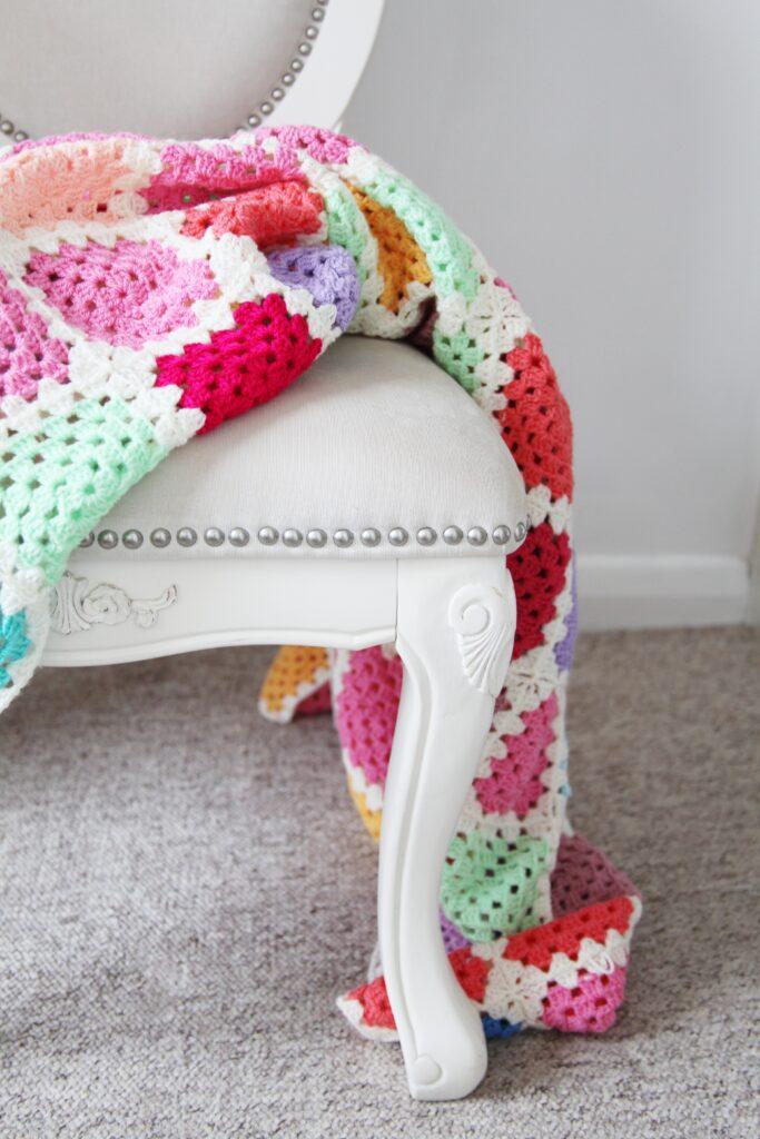 crochet granny square mood blanket