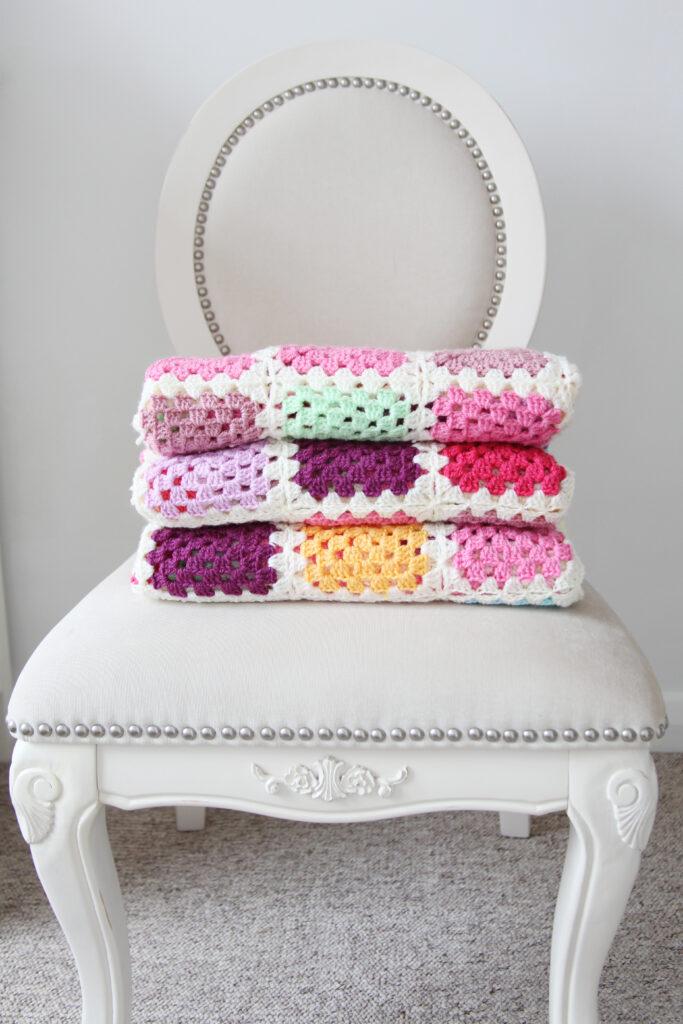crochet granny square mood blanket