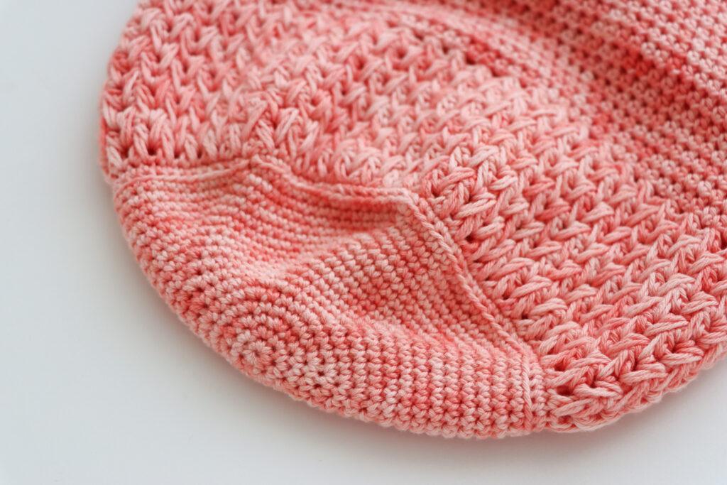 Base of the crochet drawstring bag.