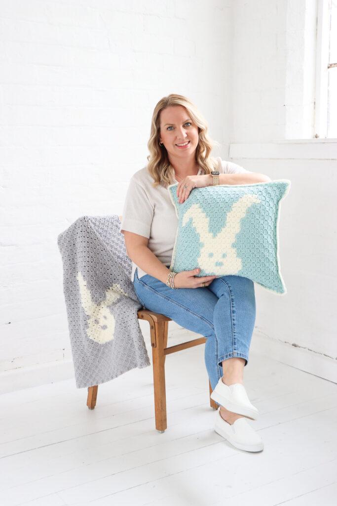 corner to corner crochet cushion and blanket