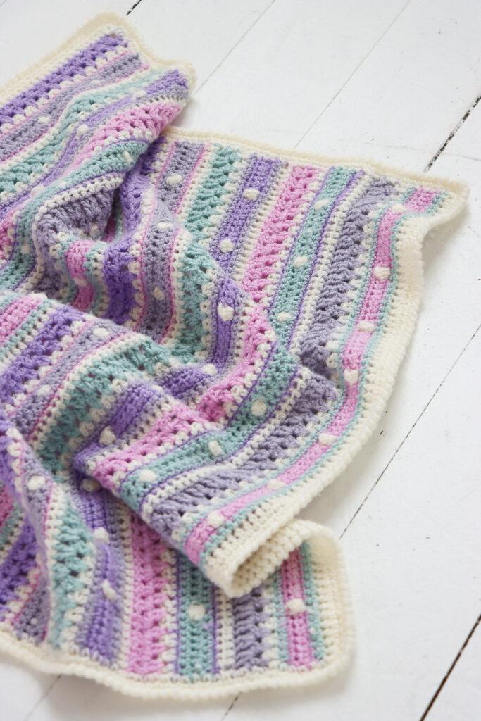 crochet bobble stripe blanket
