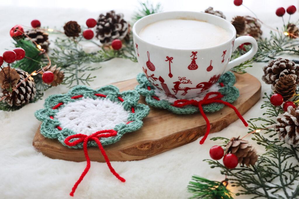 crochet wreath coaster