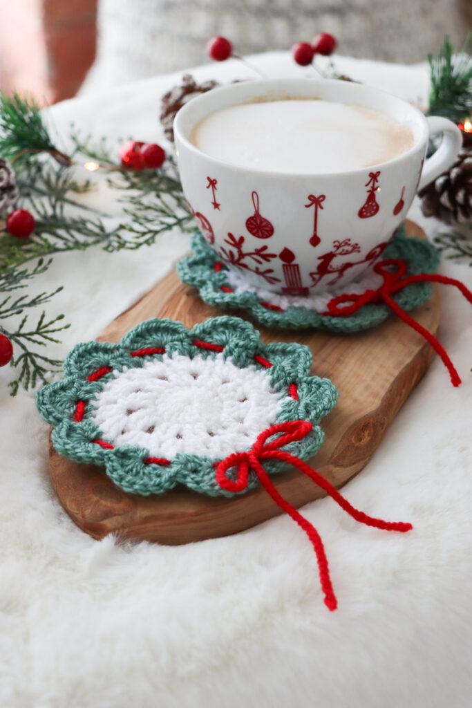 crochet wreath coaster