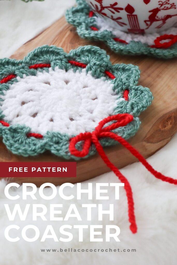 crochet wreath coaster pin